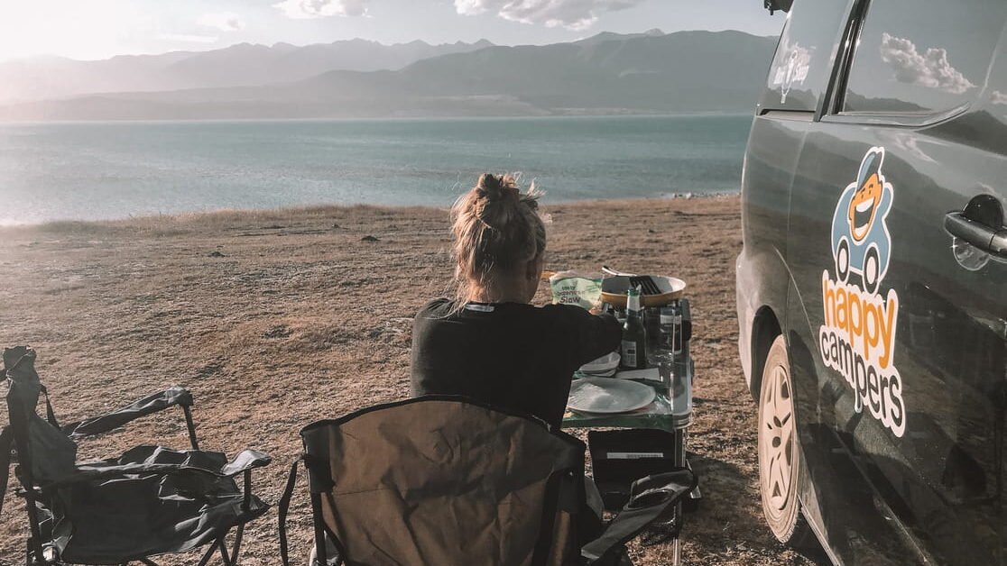 eating while camping - solo travel in New Zealand
