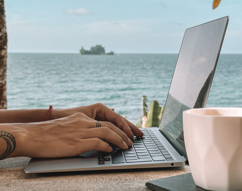 digital nomad work with view